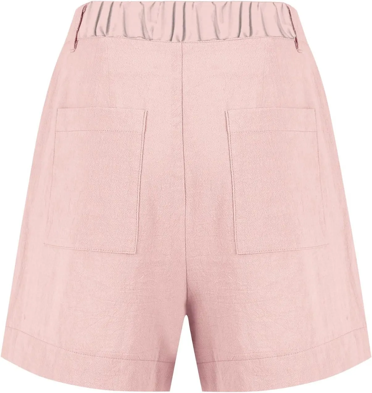 Womens Linen Shorts Dressy Casual High Waisted Pleated Bermuda Shorts Comfy Summer Wide Leg Short Pants with Pockets