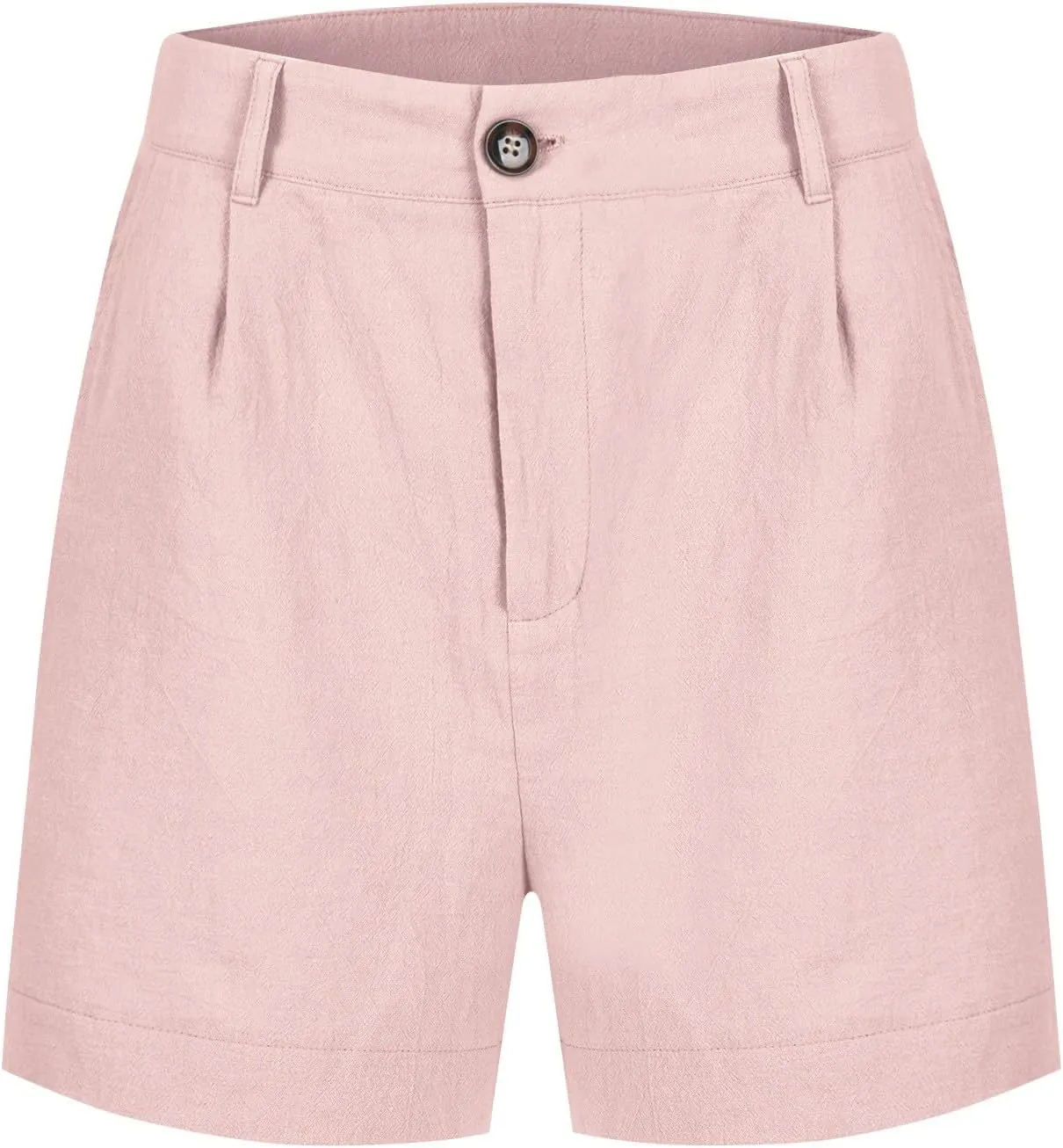 Womens Linen Shorts Dressy Casual High Waisted Pleated Bermuda Shorts Comfy Summer Wide Leg Short Pants with Pockets