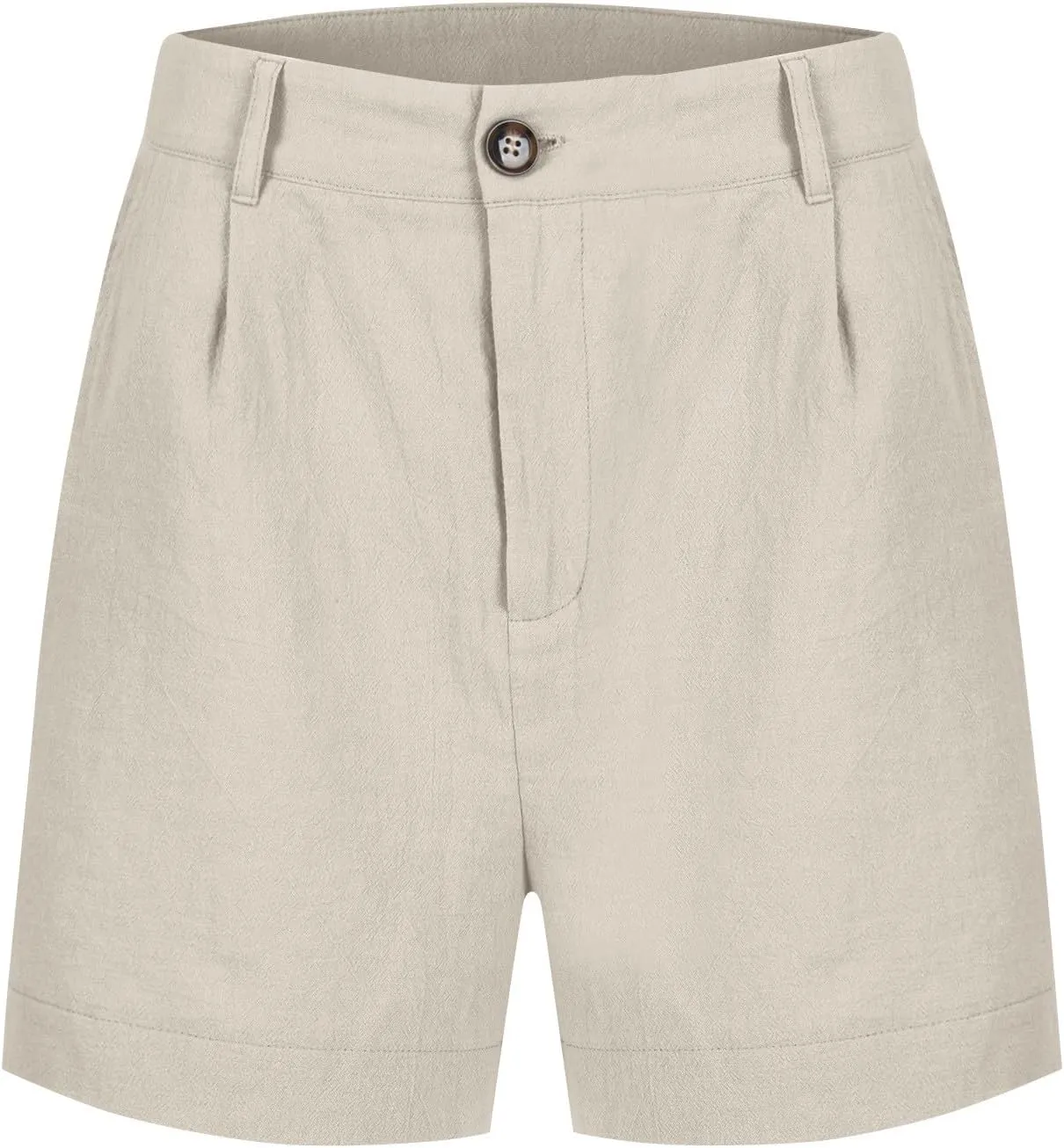 Womens Linen Shorts Dressy Casual High Waisted Pleated Bermuda Shorts Comfy Summer Wide Leg Short Pants with Pockets