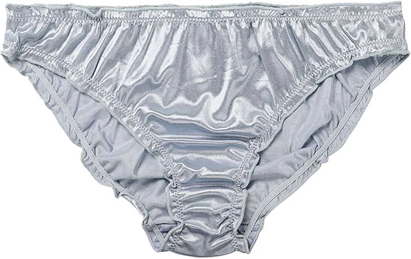 Women's Mid Waist Panties Ruffle Ruched Bikini Briefs Solid Comfort Underwear Sexy Satin Brief for Women Girls