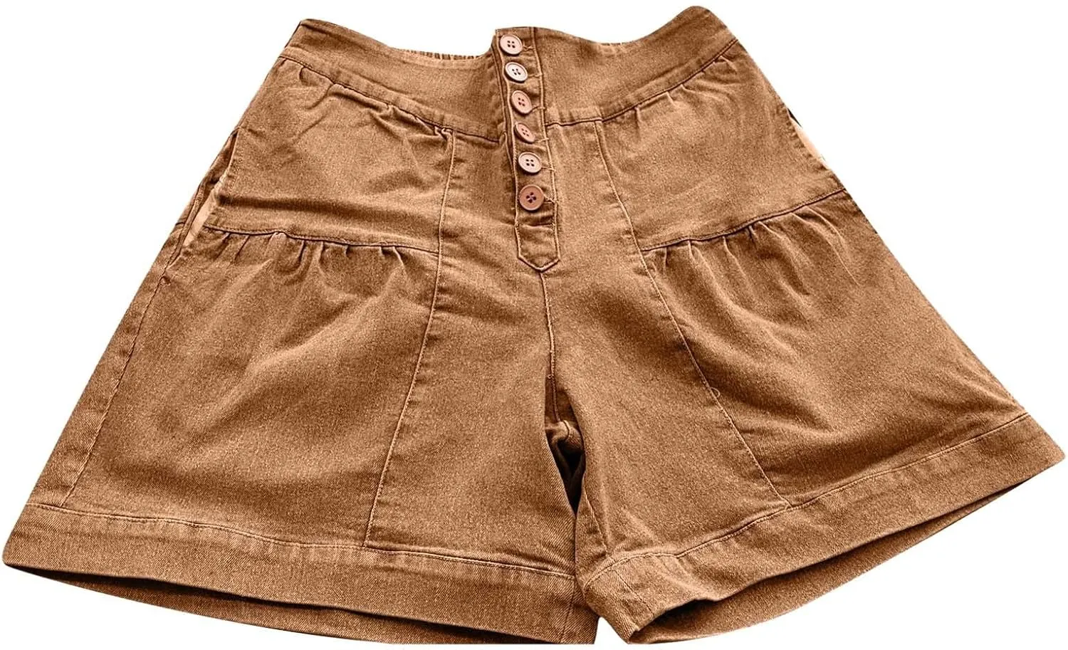 Women's Ruffle Denim Shorts 2025 Summer Y2k Casual Flowy High Waisted Wide Leg Buttons Pleated Jean Shorts Teen Girls