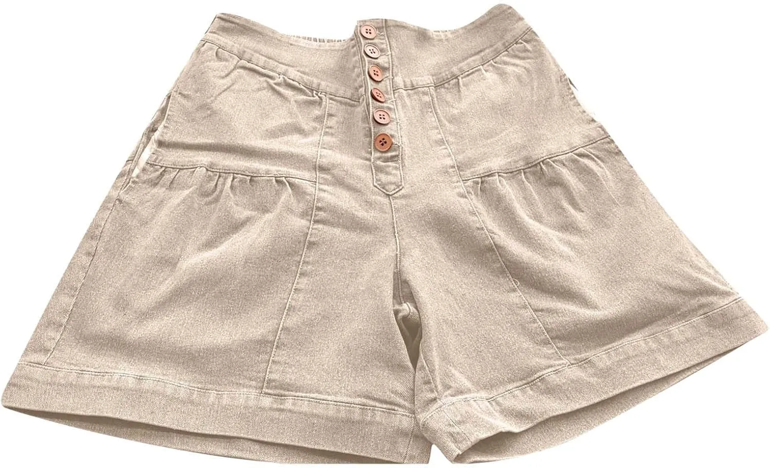 Women's Ruffle Denim Shorts 2025 Summer Y2k Casual Flowy High Waisted Wide Leg Buttons Pleated Jean Shorts Teen Girls