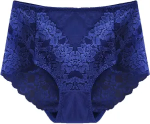 Womens Sexy Floral Lace Underwear High Waist Seamless Briefs Plus Size Stretch Comfortable Breathable Ladies Panties
