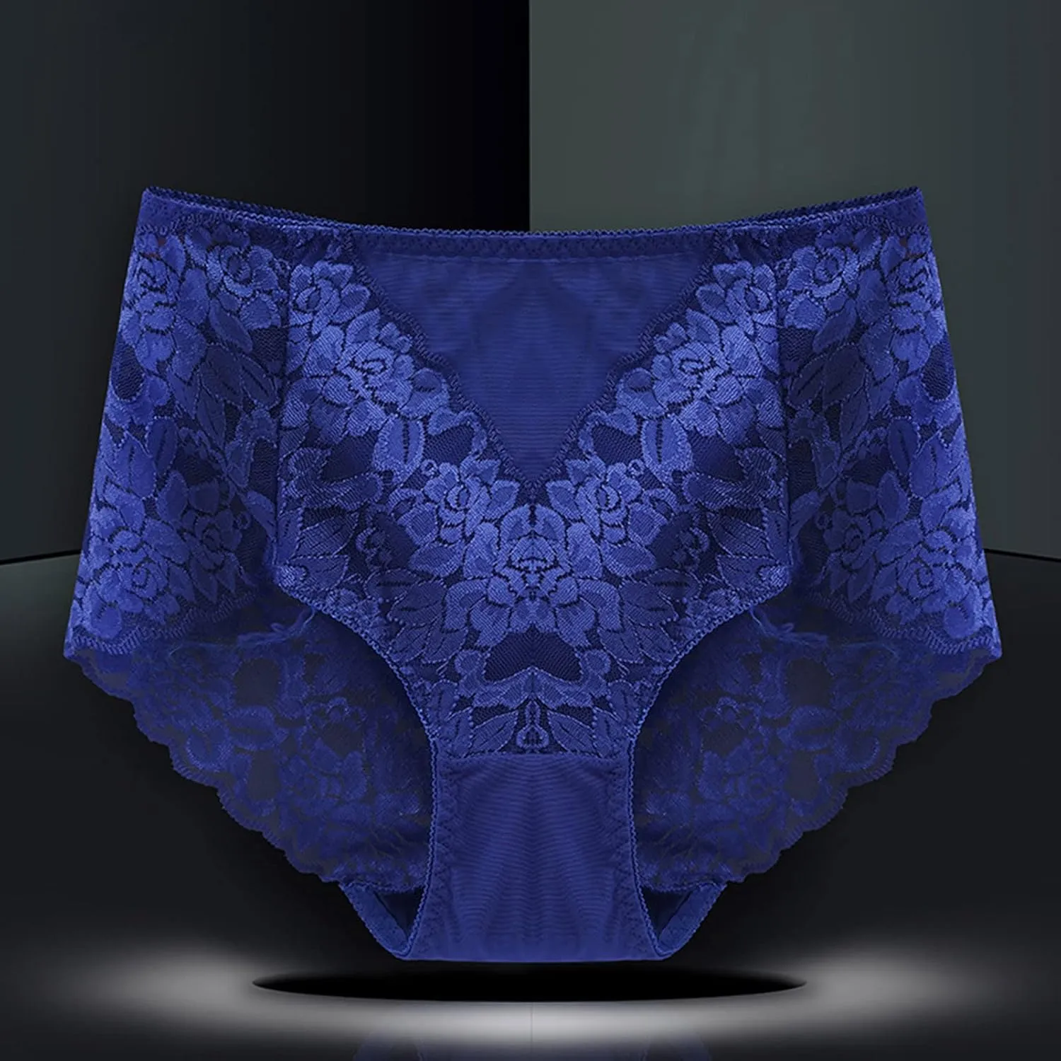 Womens Sexy Floral Lace Underwear High Waist Seamless Briefs Plus Size Stretch Comfortable Breathable Ladies Panties