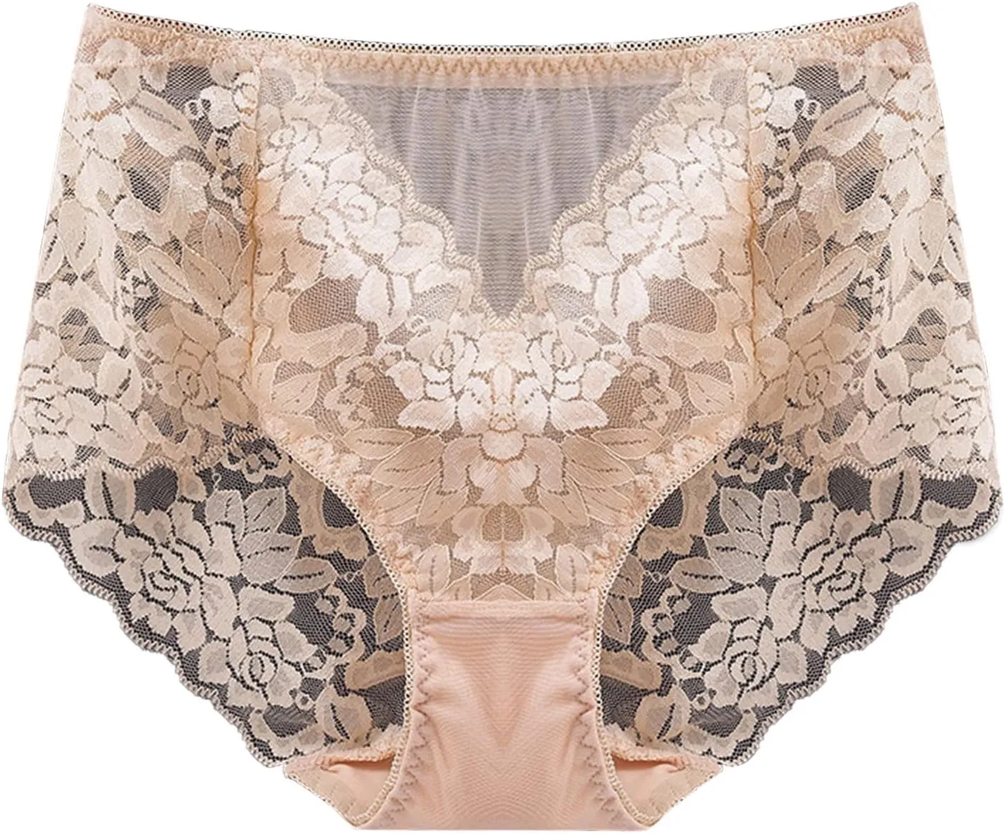 Womens Sexy Floral Lace Underwear High Waist Seamless Briefs Plus Size Stretch Comfortable Breathable Ladies Panties