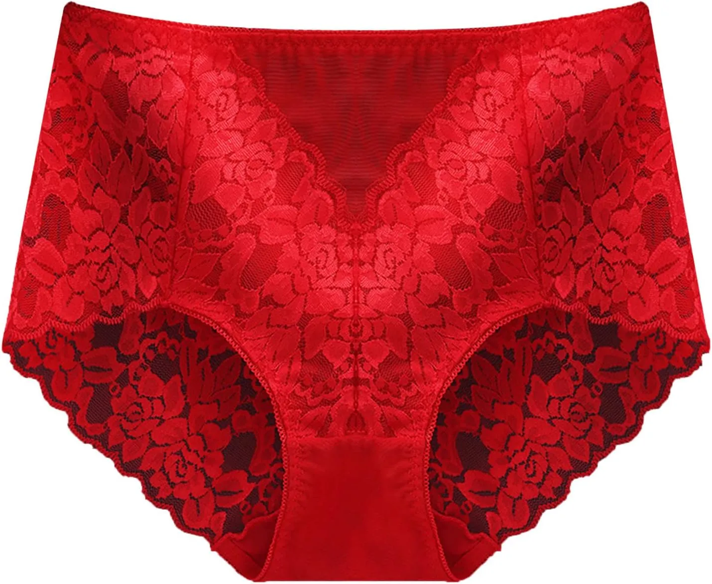 Womens Sexy Floral Lace Underwear High Waist Seamless Briefs Plus Size Stretch Comfortable Breathable Ladies Panties