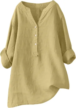 Womens Short Sleeve Cotton Linen Shirt Casual Crewneck Soft T Shirt Floral Loose Fit Summer Tee Tops