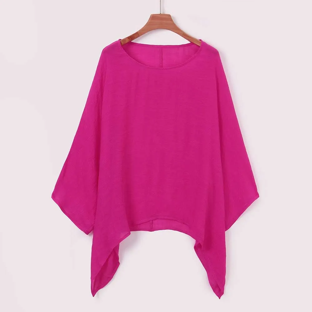 Women's Short Sleeve Linen Shirt Casual V Neck Oversized T Shirts Solid Color Loose Summer Tee Top