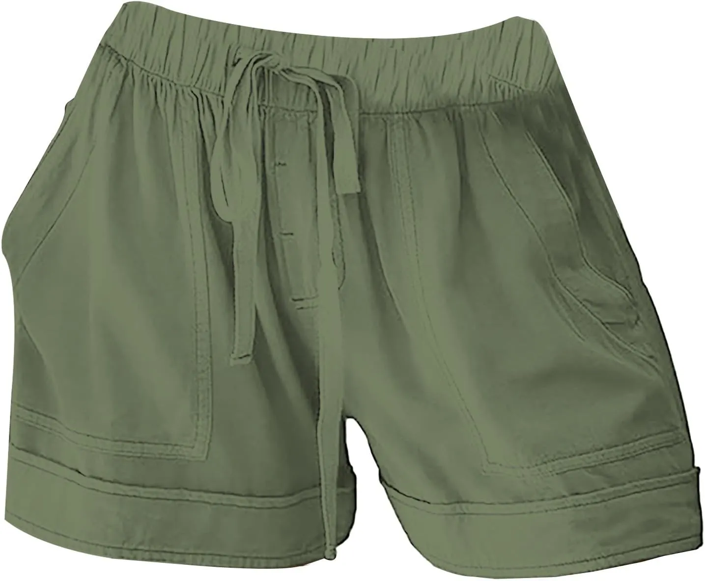 Womens Shorts 2025 Summer Casual Trendy Solid Pants High Waist Elastic Drawstring Comfy Lightweight with Deep Pockets