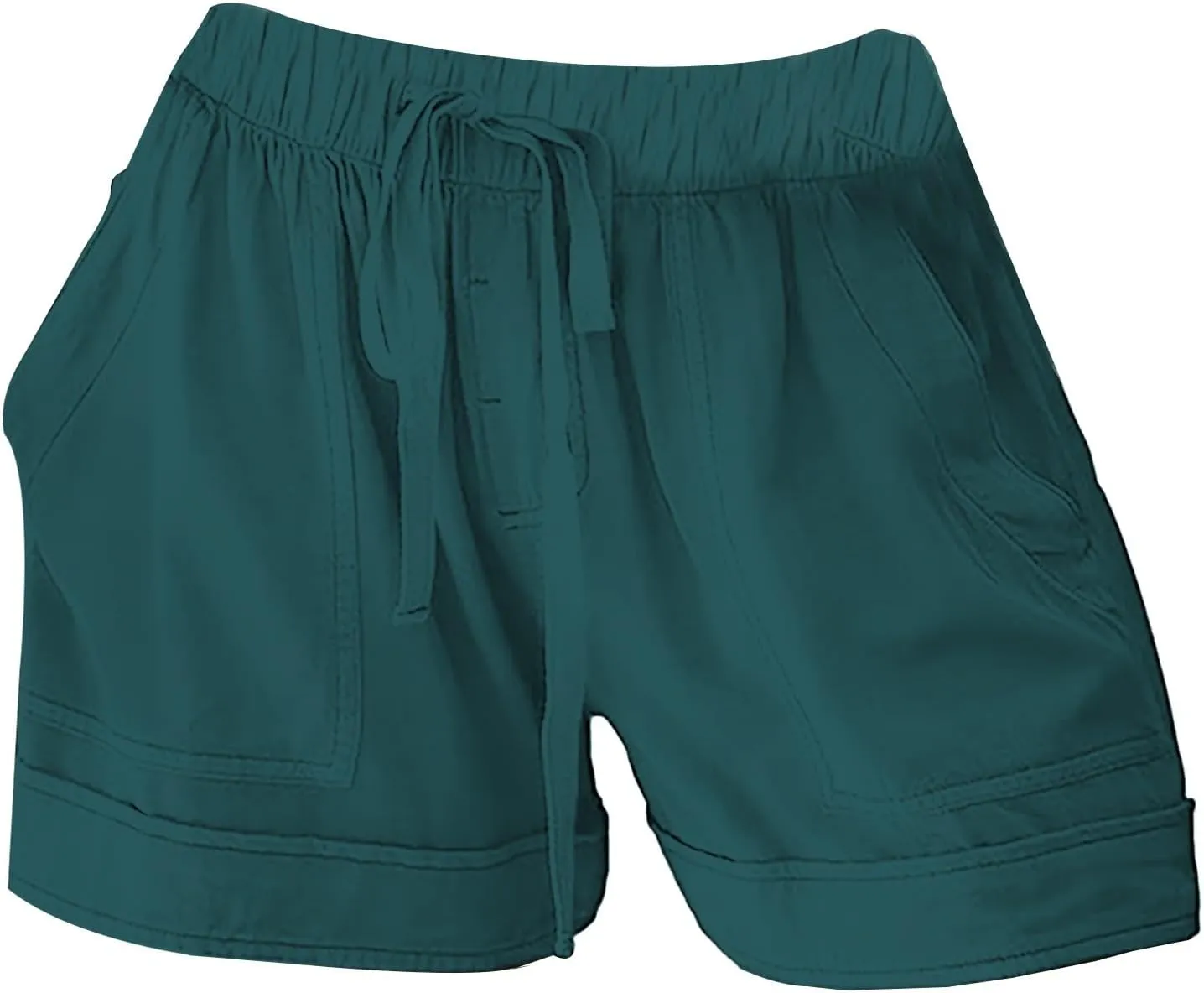 Womens Shorts 2025 Summer Casual Trendy Solid Pants High Waist Elastic Drawstring Comfy Lightweight with Deep Pockets