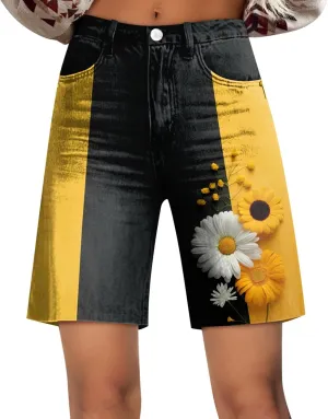 Womens Shorts with Pockets High Waistd Knee Length Trendy Lounge Shorts Women Floral Print Y2K Summer 2025 Cute Outfit