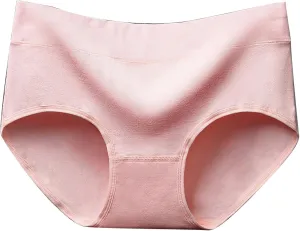 Womens Solid Comfortable Underpants High Waist Breathable Cotton Female Full Coverage Soft Briefs Panty