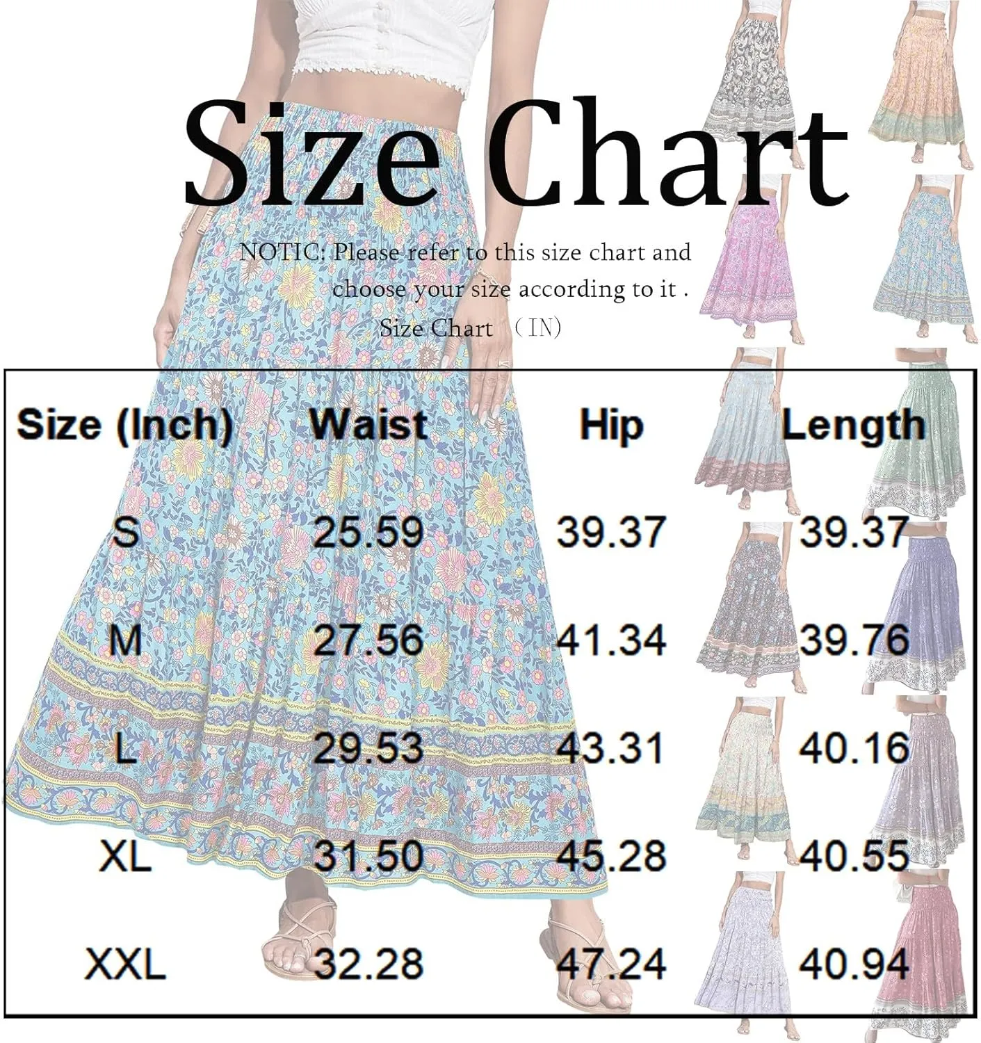 Women's Summer Skirts Boho Maxi Skirt Plus Size Drawstring Elastic Pleated Tiered Aline Skirt Boho Long Tight Skirt