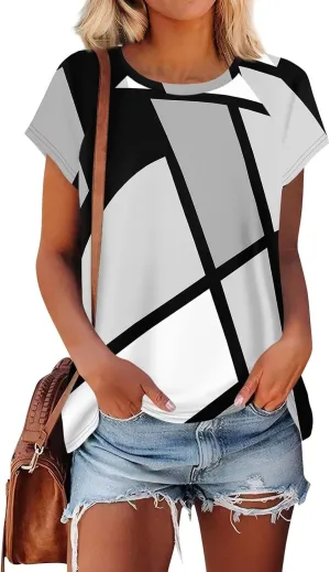 Womens Summer Tops Going Out Workout Outfits Short Sleeve T Shirts Business Casual Dressy Fashion Trendy Clothes 2025