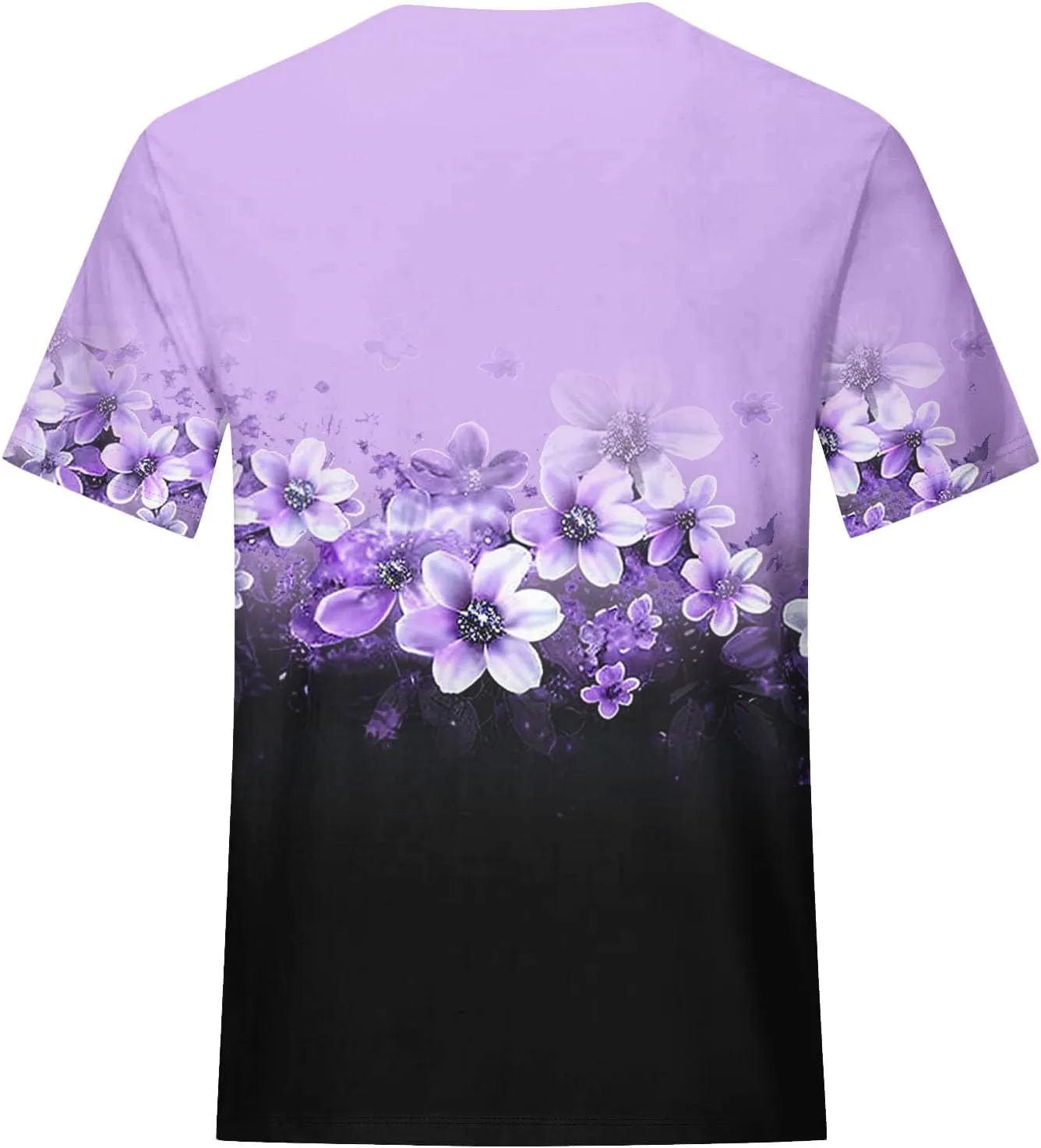 Women's Tops Summer Fashion Casual Short Sleeve Flower Printed Crew Neck Pullover Shirts Cute Tees Dressy Blouses