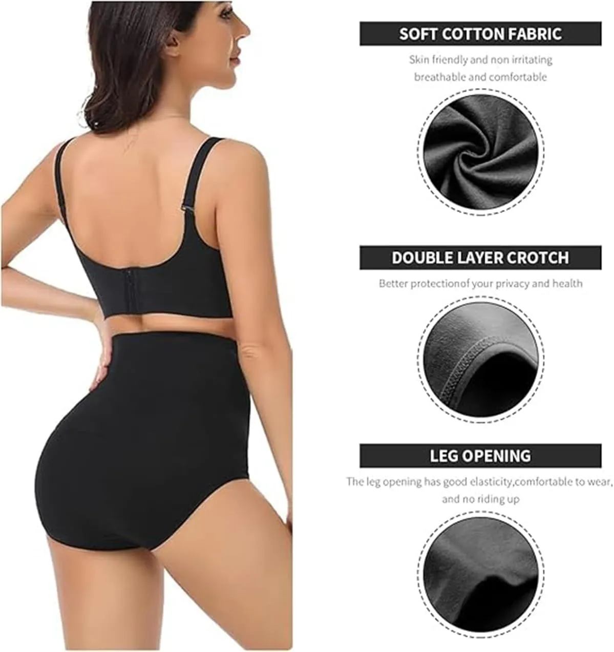 Womens Underwear Cotton High Waist Tummy Control Panties Seamless Breathable Full Coverage Women's Briefs 5 Pack