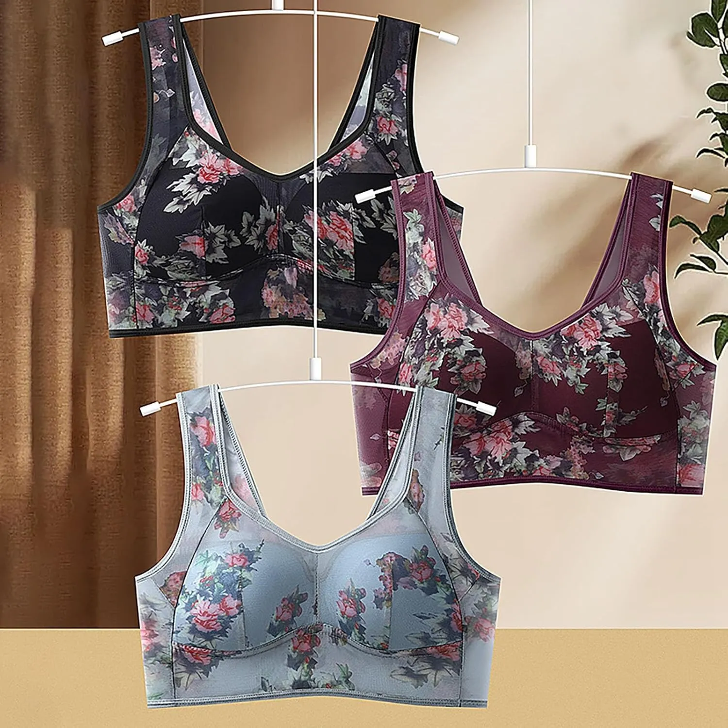 Women's Wireless Bra Bralettes for Women with Support Soft Wireless Bralette Full Coverage Sport Everyday Bra