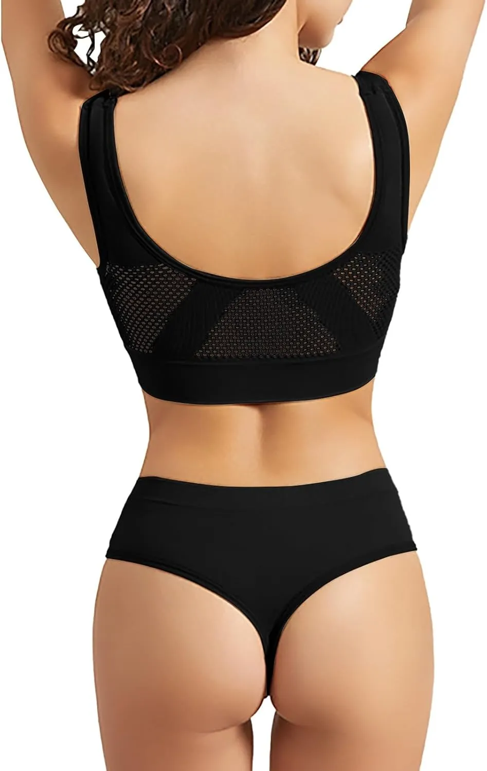 Workout Sets for Women Two Piece Plus Size Seamless High Impact Mesh Sports Bra Boyshort Panty Gym Fitness Yoga Sets